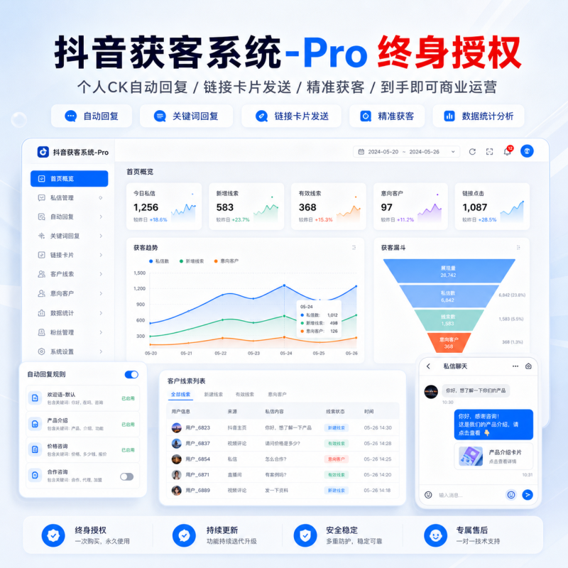 抖音获客系统Pro-终身授权-抖音获客系统